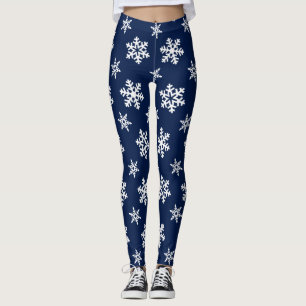 Winter-Leggings, weiße Schneeflocken auf Leggings