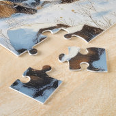 Winter-Leuchtturm bemalt Puzzle (Seite)