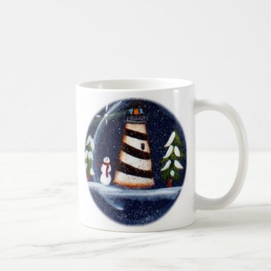 Winter-Leuchtturm-Tasse Kaffeetasse (Rechts)