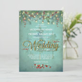 Winter-Lichterkette für Zweige Hochzeitskarte Einladung (Stehend Vorderseite)