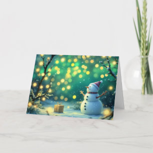 Winter Lichterkette Schneemann Karte