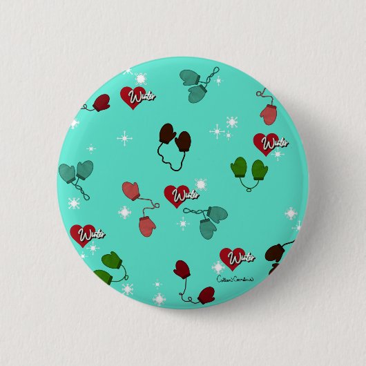 Winter Liebe Mitten und Schneeflockenmuster Button (Vorderseite)