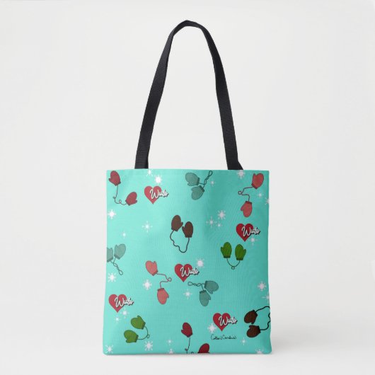 Winter Liebe Mitten und Schneeflockenmuster Tasche (Vorderseite)
