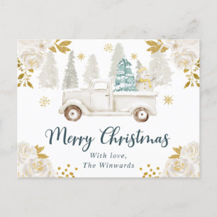 Winter-Lieferwagen Weiß & Gold Floral Weihnachten
