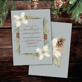 Winter Light Grey Elegante Script Wedding Einladung
