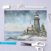 Winter Lighthouse Nautical Beach Weihnachtsurlaub Seidenpapier (Handwerk)