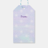 Winter Lila Blue Sky White Snowflakes Polka Dots Geschenkanhänger (Rückseite)