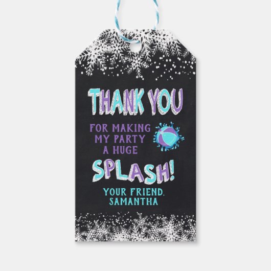 Winter Lila Danke, dass Sie kommen Pool Gastgesche Geschenkanhänger (Vorderseite)