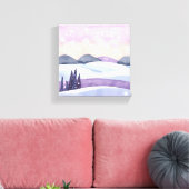 Winter Lila Hills Wasserfarbe Leinwanddruck (Insitu (Wohnzimmer))