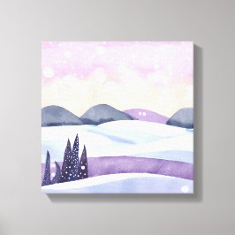 Winter Lila Hills Wasserfarbe Leinwanddruck