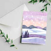 Winter Lila Hills Wasserfarbe Postkarte