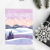 Winter Lila Hills Wasserfarbe Postkarte