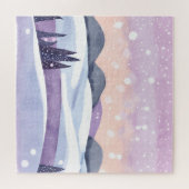Winter Lila Hills Wasserfarbe Puzzle (Horizontal)