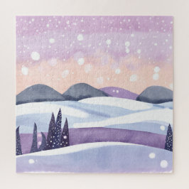 Winter Lila Hills Wasserfarbe Puzzle