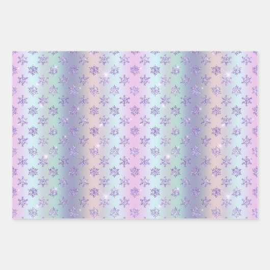 Winter Lila Schneeflocken Illustration Geschenkpapier Set (Vorderseite 3)