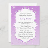 Winter Lila Schneeflocken Kinderdusche Einladung (Vorne/Hinten)