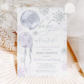 Winter Lila & Silver Snowflake Babydusche Einladung