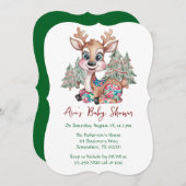 Winter Little Rentier Sewn Patchwork Kinderdusche Einladung (Vorne/Hinten)