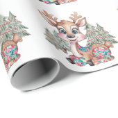 Winter Little Rentier Sewn Patchwork Kinderdusche Geschenkpapier (Rolleneckpunkt)