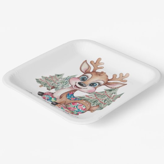 Winter Little Rentier Sewn Patchwork Kinderdusche Pappteller (Gewinkelt)