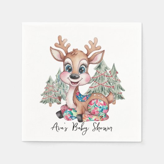 Winter Little Rentier Sewn Patchwork Kinderdusche Serviette (Vorderseite)