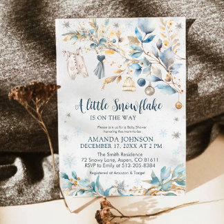 Winter Little Snowflake Clothesline Baby Shower  Einladung