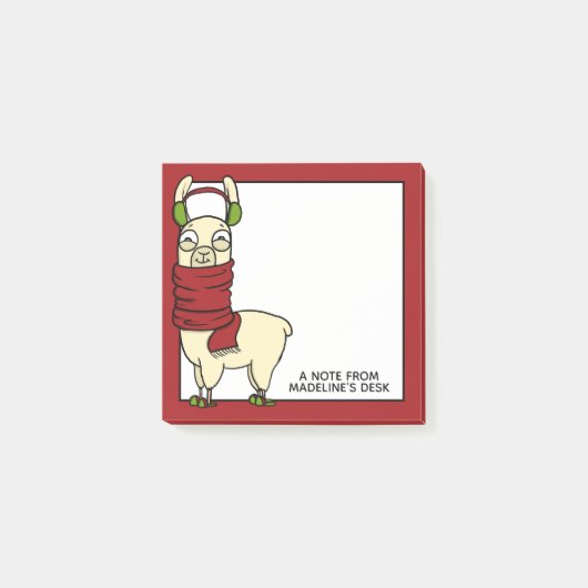 Winter Llama | In Ohrmuscheln und Hausschuhen Post-it Klebezettel (Vorderseite)