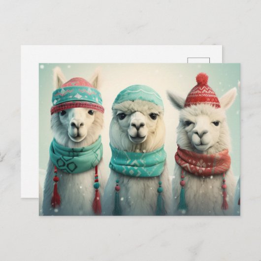 Winter Llamas Feiertagspostkarte (Vorne/Hinten)