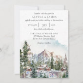 Winter Lodge in den Bergen Einladung Hochzeit (Vorderseite)