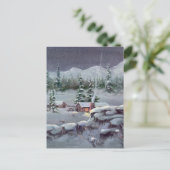 WINTER LOG CABIN VON SHARON SHARPE POSTKARTE (Stehend Vorderseite)
