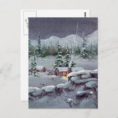 WINTER LOG CABIN VON SHARON SHARPE POSTKARTE (Vorne/Hinten)