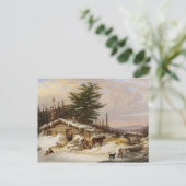 Winter-Log-Haus-Kunstpostkarte Postkarte (Stehend Vorderseite)