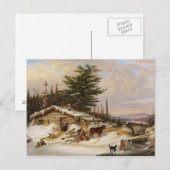 Winter-Log-Haus-Kunstpostkarte Postkarte (Vorne/Hinten)