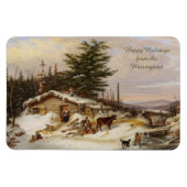 Winter Log House Art benutzerdefinierten Textmagne Magnet (Horizontal)