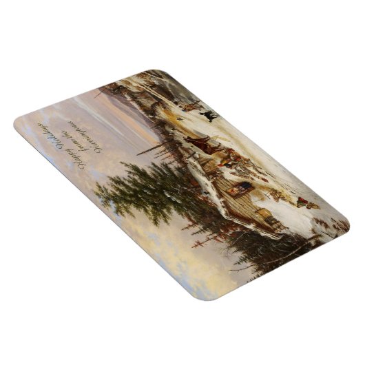 Winter Log House Art benutzerdefinierten Textmagne Magnet (Rechte Seite)