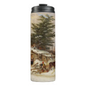 Winter Log House Art Custom Monogram Tumbler Thermosbecher (Vorderseite)