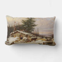 Winter Log House Kunstschubkissen