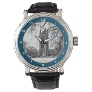 Winter London & Westminster Palace/Vintage Uhr