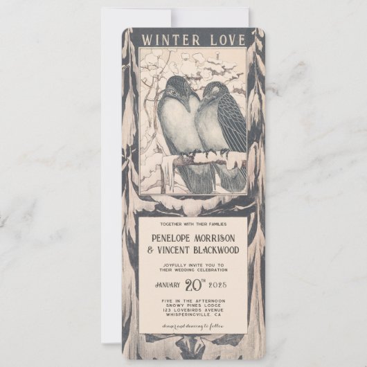 Winter Love Bird - Hochzeit Einladung (Vorderseite)