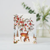 Winter Love Bird Weihnachtsbaum Wasserfarbe Ankündigungspostkarte (Stehend Vorderseite)