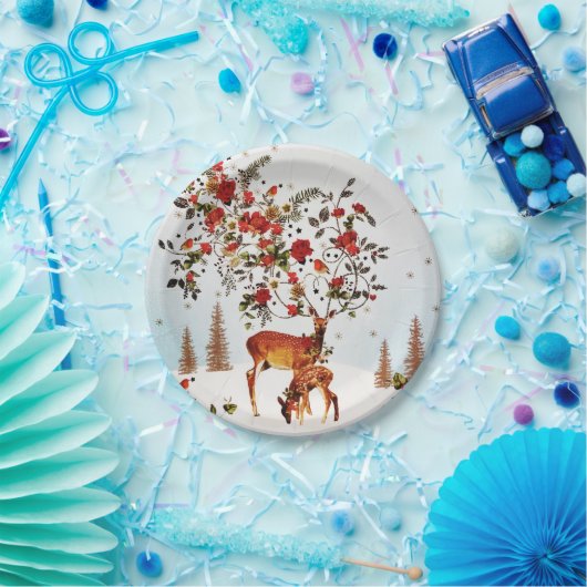 Winter Love Bird Weihnachtsbaum Wasserfarbe Pappteller (Party)