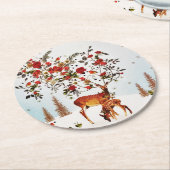 Winter Love Bird Weihnachtsbaum Wasserfarbe Runder Pappuntersetzer (Angewinkelt)