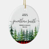 Winter Lumberjack Pine Tree in Love Memory Keramik Ornament (Rechts)