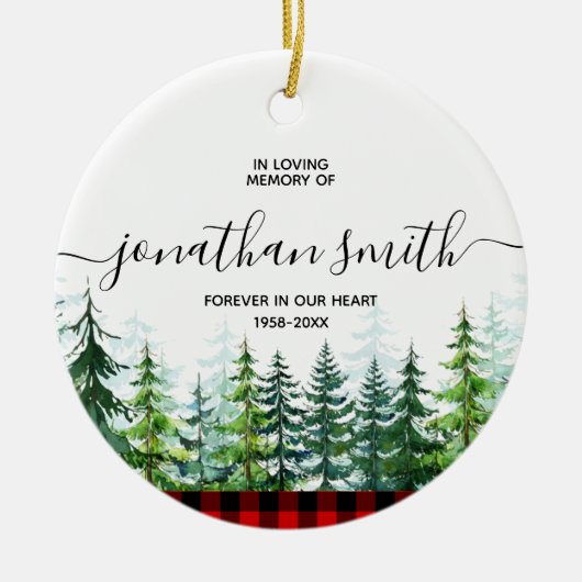 Winter Lumberjack Pine Tree in Love Memory Keramik Ornament (Vorne)