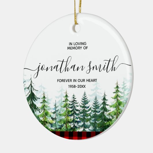 Winter Lumberjack Pine Tree in Love Memory Keramik Ornament (Links)