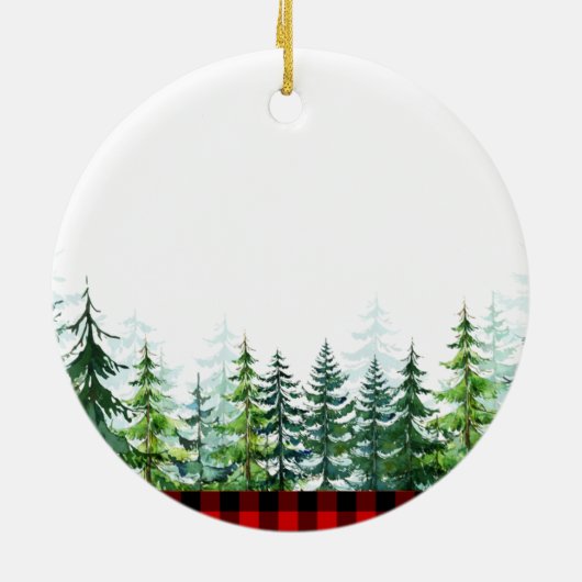 Winter Lumberjack Pine Tree in Love Memory Keramik Ornament (Hinten)