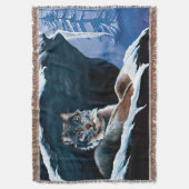 Winter Lynx Mountain Decke (Vorderseite Vertikal)