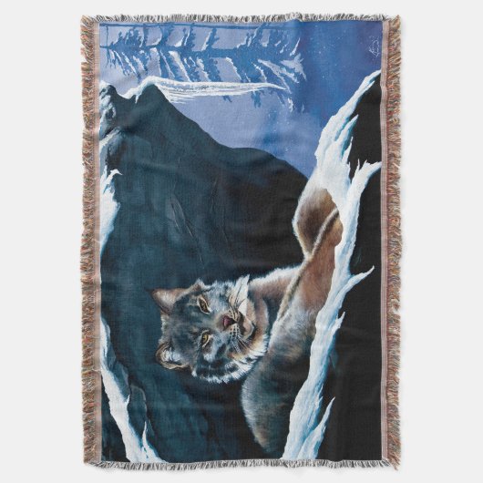 Winter Lynx Mountain Decke (Vorderseite Vertikal)