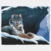 Winter Lynx Mountain Fleecedecke (Vorderseite (Horizontal))