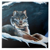 Winter Lynx Mountain Fliese (Vorderseite)